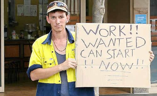 Steve Cumner took his search for work to the streets on Wednesday. Steve Cumner took his search for work to the streets on Wednesday.